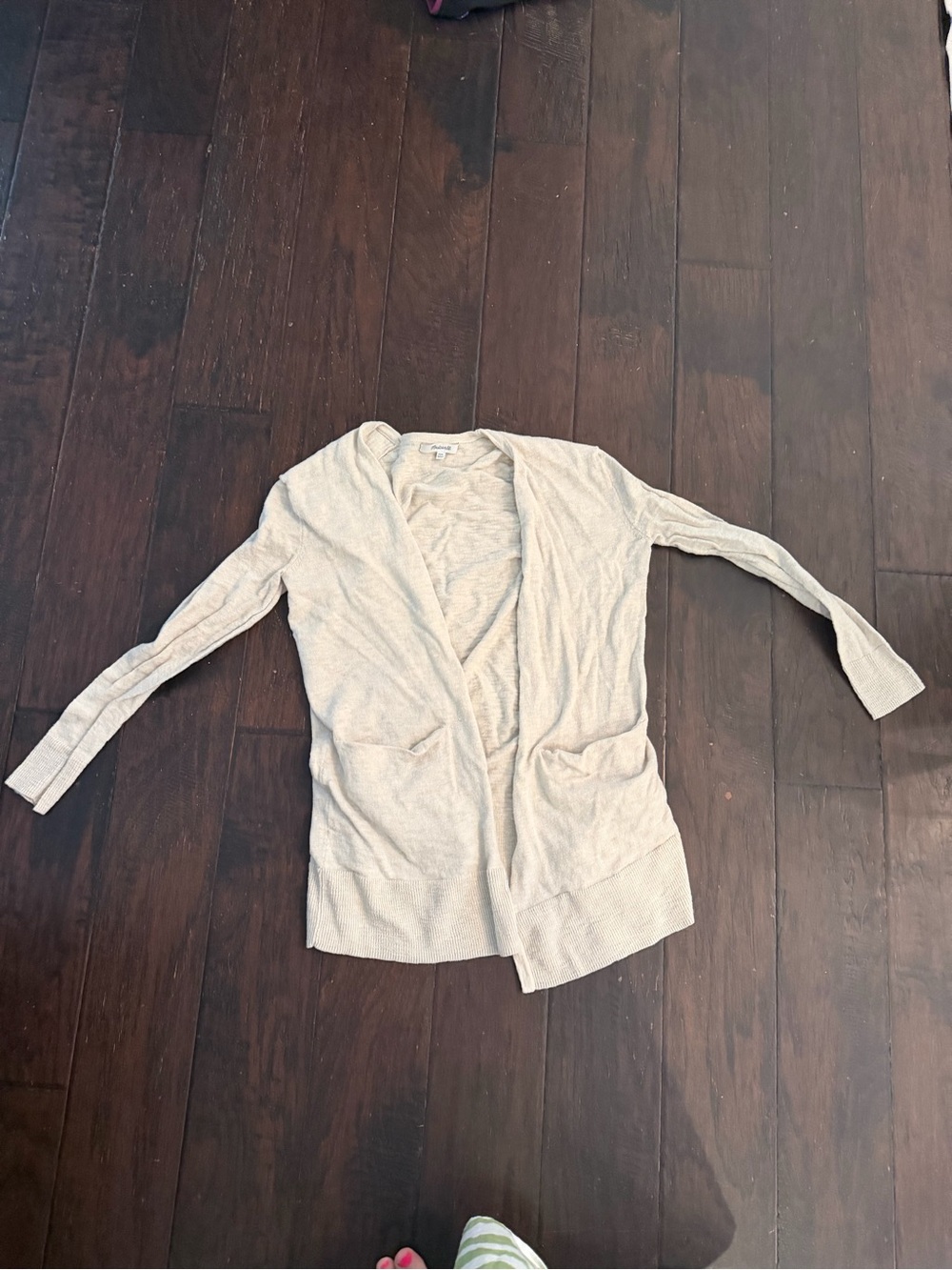 Madewell Summer Cardigan XXS Beige Cotton Blend Open Front Pockets lightweight